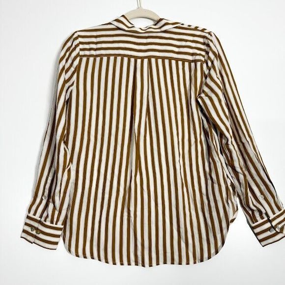 Madewell Crinkled Button Up Shirt Womens Long Sleeve‎ Striped Relaxed Small NWT - Picture 3 of 9